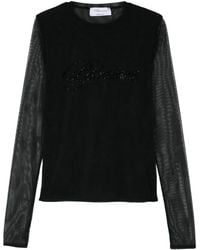 Blumarine - Tulle T-Shirt With Logo - Lyst