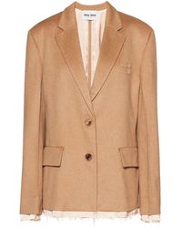 Miu Miu - Single-Breasted Frayed Blazer - Lyst