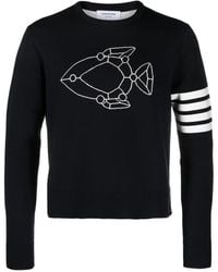 Thom Browne - Fish Icon-Intarsia Jumper - Lyst