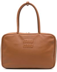 Miu Miu - Logo-embossed Leather Shoulder Bag - Lyst