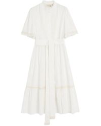 Valentino Garavani - High-Neck Button-Up Midi Dress - Lyst