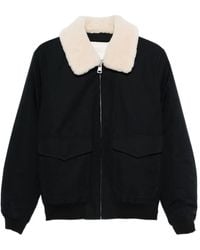 Sandro - Shearling-Collar Zip-Front Jacket - Lyst