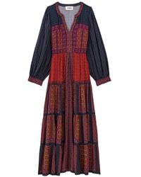 Ba&sh - Olly Printed Tiered Midi Dress - Lyst