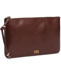 Bimba Y Lola - Dark-Tan Medium Leather Make-Up Clutch - Lyst