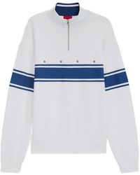 HUGO - Stripe-Detail Half-Zip Sweatshirt - Lyst