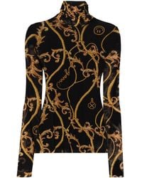 Ganni - Printed Mesh Long Sleeve Fitted Rollneck - Lyst