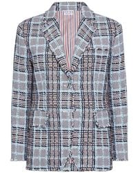 Thom Browne - Frayed Plaid Check Summer Tweed Sportcoat - Lyst