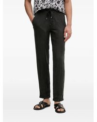 KARL LAGERFELD - Drawstring-Waist Straight-Leg Linen Trousers - Lyst