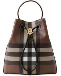 Burberry - Small Tb Leather Bucket Bag - Lyst