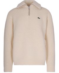 Lacoste - Waffelstrick-Pullover mit Reißverschluss - Lyst