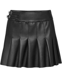 Philipp Plein - Leather Pleated Mini Skirt - Lyst