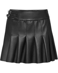 Philipp Plein - Leather Pleated Mini Skirt - Lyst