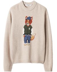 Maison Kitsuné - Fox-Intarsia Knitted Sweater - Lyst