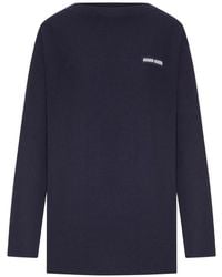 Miu Miu - Logo-Patch Ribbed-Knit Sweater - Lyst