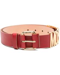 Moschino - Logo-Plaque Leather Belt - Lyst