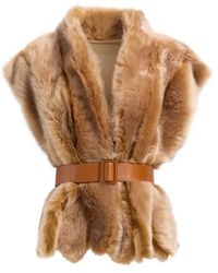Elie Saab - Belted Fur Vest - Lyst