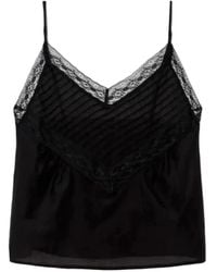 RE/DONE - Caraco Sofia Plissé Bordé De Dentelle - Lyst