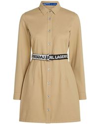 Karl Lagerfeld - Logo-belt Long-sleeve Shirt Dress - Lyst