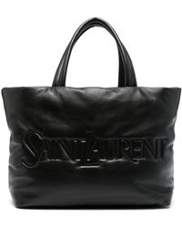 Saint Laurent - Logo-debossed Leather Tote Bag - Lyst