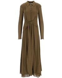 Ganni - Marl-Mesh Tie-Waist Maxi Dress - Lyst