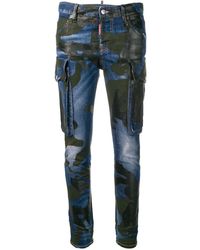 DSquared² Vaqueros con estampado militar - Azul