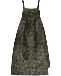 Ganni - Check-Print Corset Midi Dress - Lyst