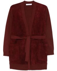 Max Mara - Suede-Panelled Belted Cardigan - Lyst