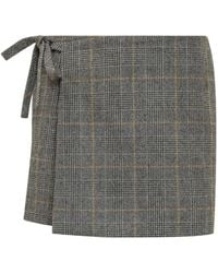 KENZO - Check Wrap Mini Skirt - Lyst