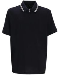 ARMANI EXCHANGE - Zip-Neck Cotton Polo Shirt - Lyst