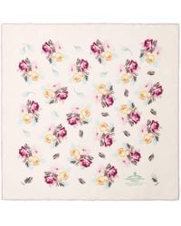Prada - Seidenschal mit Blumen-Print - Lyst