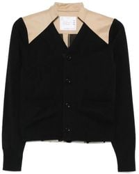 Sacai - Contrast-Panel Gabardine Cardigan - Lyst