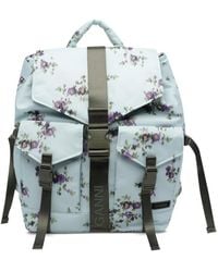 Ganni - Floral-Print Buckle-Fastening Backpack - Lyst