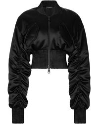 Dolce & Gabbana - ドレープサテンクロップドボンバージャケット - Lyst