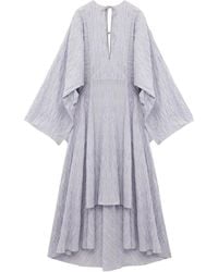 Loewe - Pleated Tie-Neck Midi Dress - Lyst