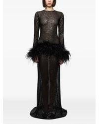 Atu Body Couture - Sequin-Embellished Feather-Trim Maxi Dress - Lyst