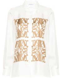 Max Mara - Hemd Aus Seidentwill Mit Logo - Lyst