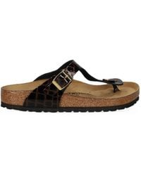 Birkenstock - Gizeh Crocodile-Effect Leather Sandals - Lyst