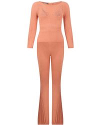 Alberta Ferretti - Perforated Flared Jumpsuit - Lyst