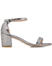 stuart weitzman simple metallic block heel sandals
