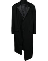 Yohji Yamamoto - Asymmetric Striped-Lining Wool Coat - Lyst