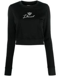 DIESEL - Logo-embroidered Long-sleeved Top - Lyst