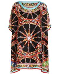 Dolce & Gabbana - Carretto-Print Twill Kaftan Dress - Lyst