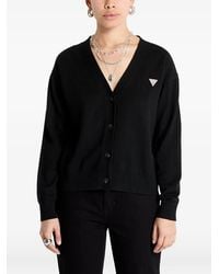Guess - Logo-Patch V-Neck Cardigan - Lyst