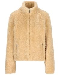 Miu Miu - Veste En Peau Lainée À Fermeture Zippée - Lyst