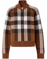 Burberry - Check Wool Cashmere Bomber Jacket - Lyst