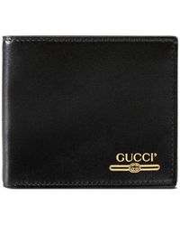 Gucci Cartera de piel con logo - Negro