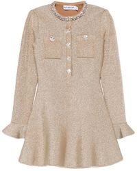 Self-Portrait - Embellished Ruffled Mini Dress - Lyst