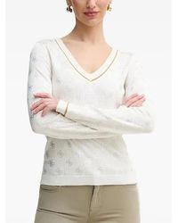 Guess - Logo-Pattern V-Neck Sweater - Lyst
