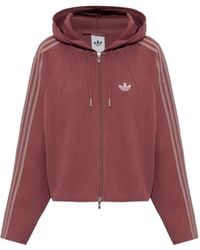 adidas - Logo-Embroidered Side-Stripe Hoodie - Lyst