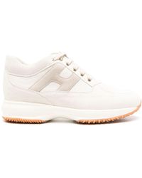 Hogan - Logo-patch Suede-panelled Sneakers - Lyst